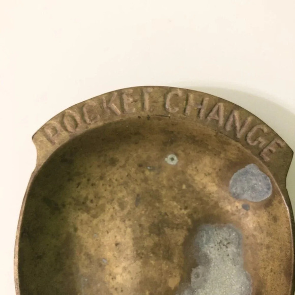 Vintage Brass Pocket Change Dish Trinket Jewelry Key Holder Coin Bowl - Picture 4 of 14